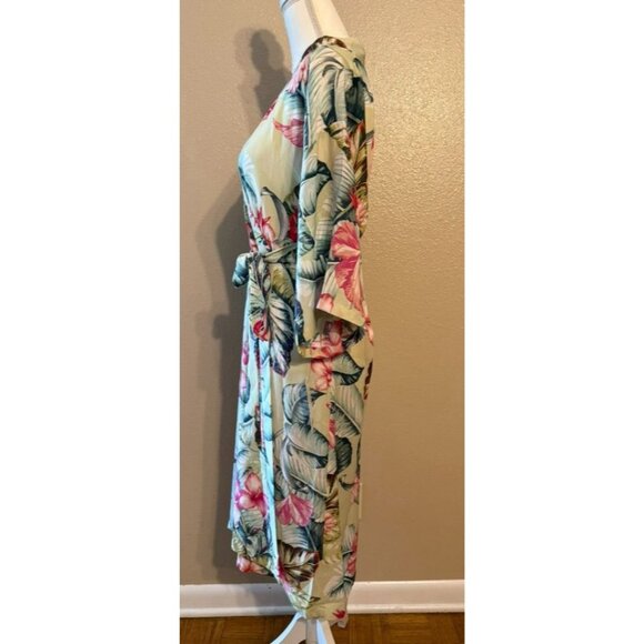 Women's Lilac+ London Retro Botanical Print Crinkle Kimono Wrap Robe Size XS NWT - Picture 3 of 5